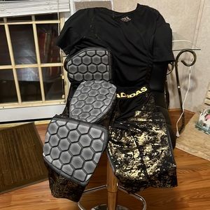 Mens small Adidas football compression padded top and bottoms